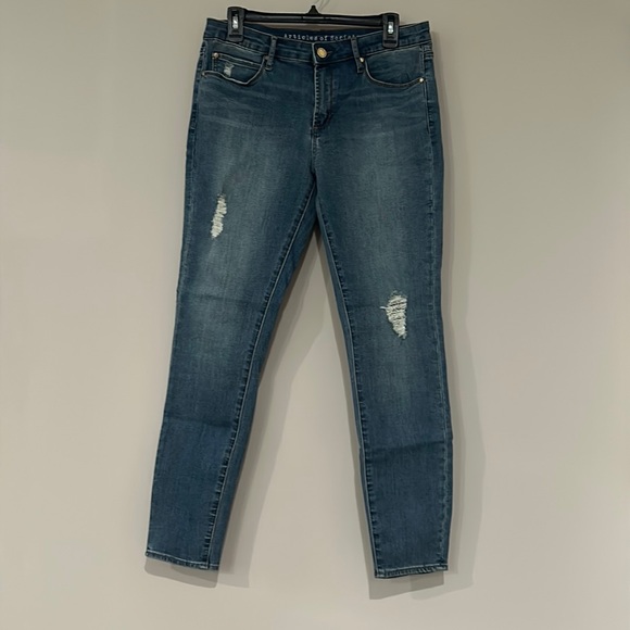Articles of Society Womens Sarah Distressed Skinny Fit Jeans, Blue, Size 30 - Picture 1 of 6